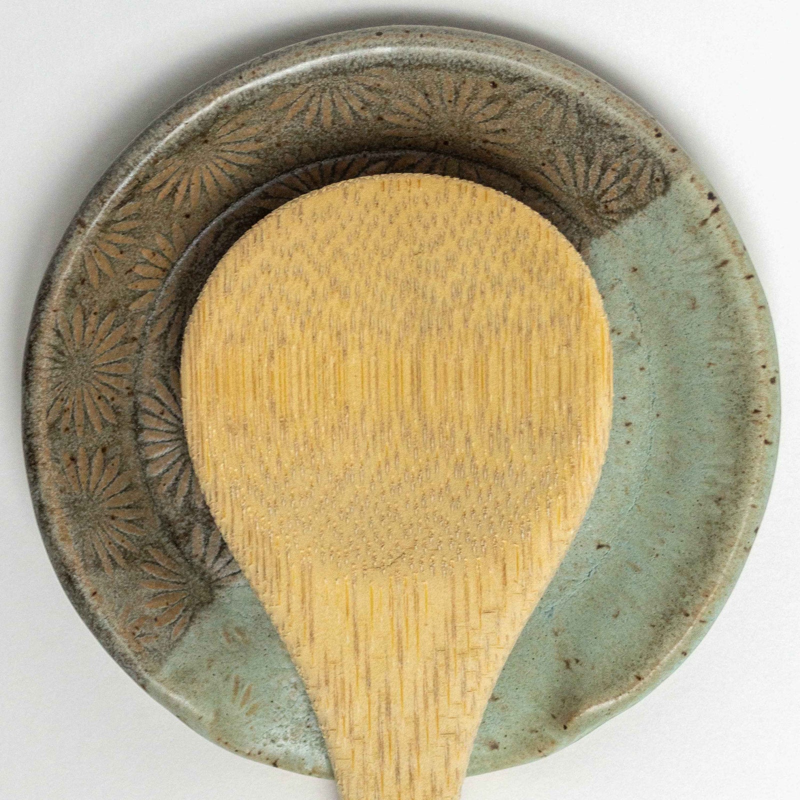 Gray & Blue Sunburst Ceramic Spoon Rest