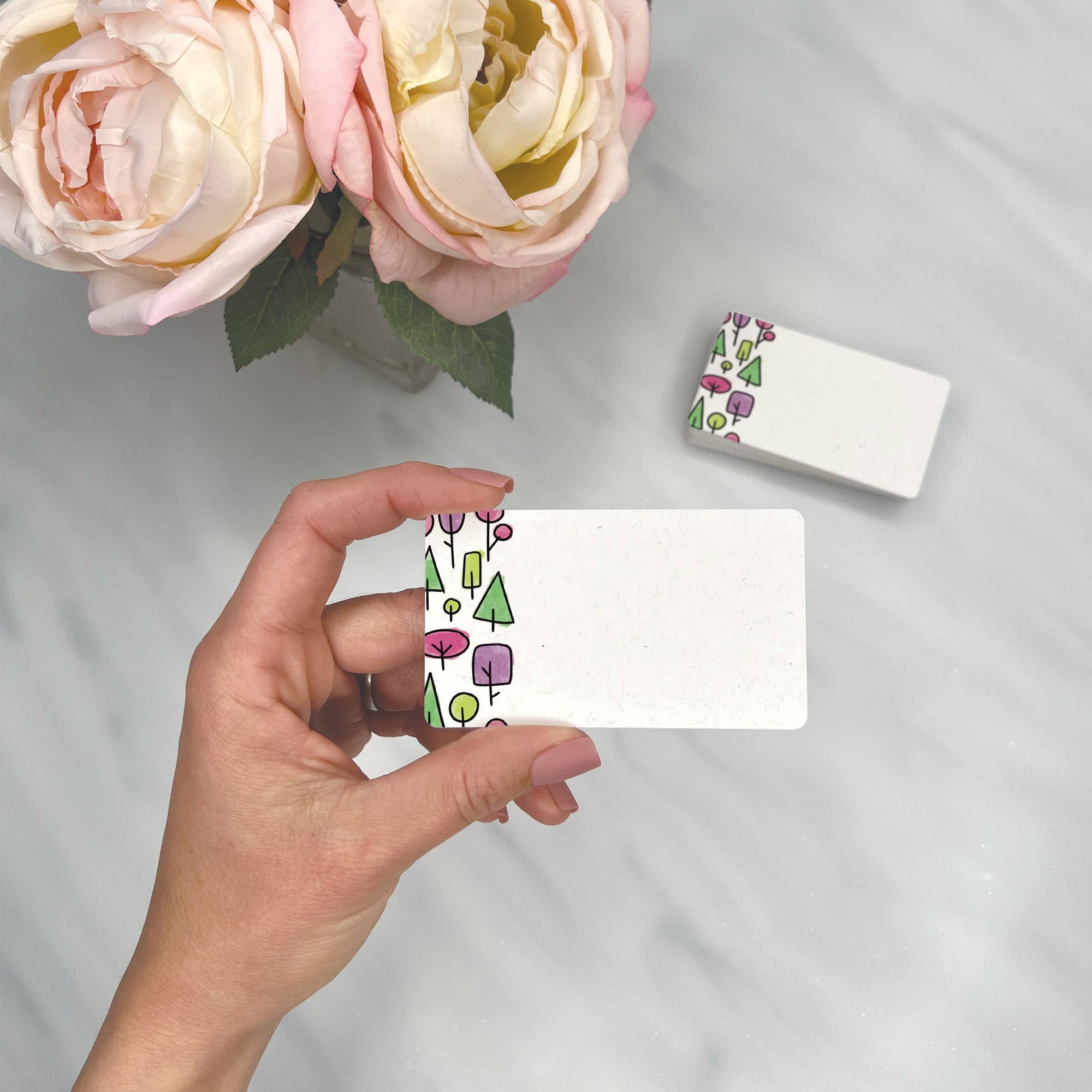 Geometric Spring Trees - Mini Note Cards (Pack of 56) |  - Cedar Witch Goods