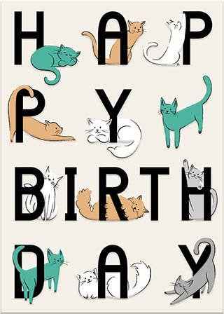Greeting Card Birthday Cats