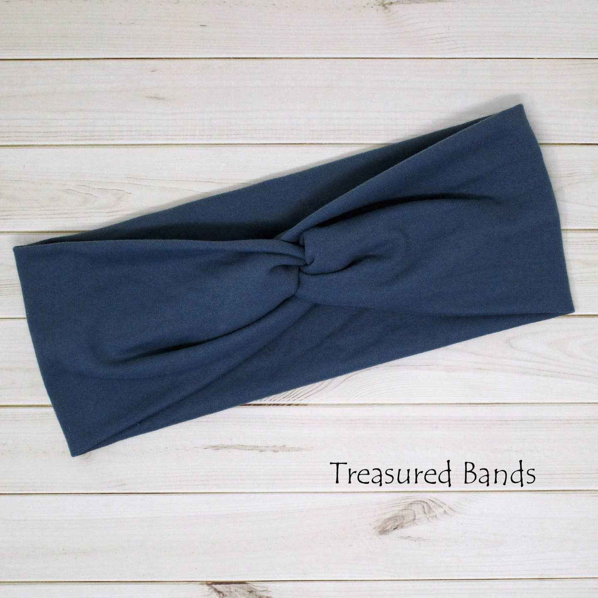 Slate Blue Solid Comfortable Wide Knit Twist Headband