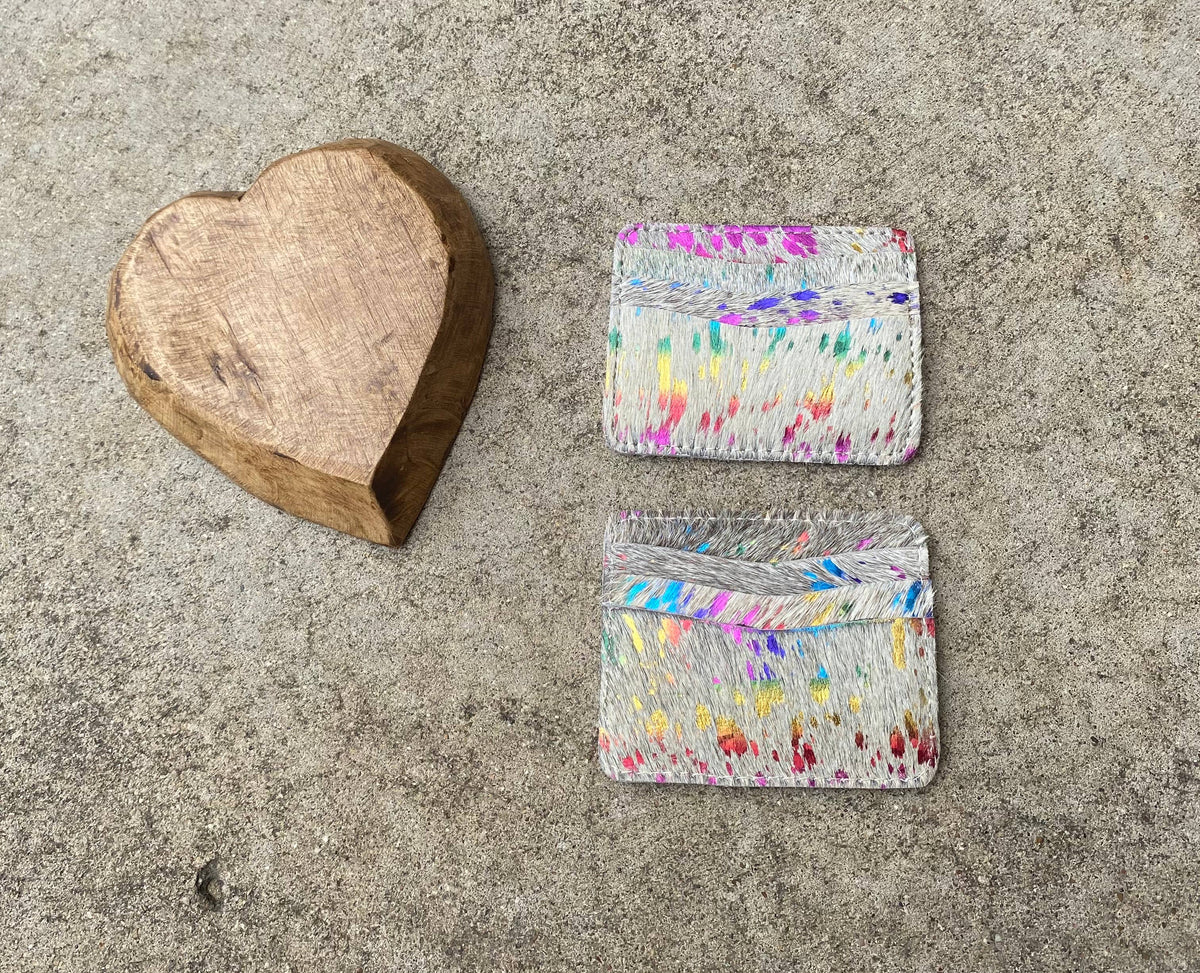 Rainbow Cowhide credit card wallet