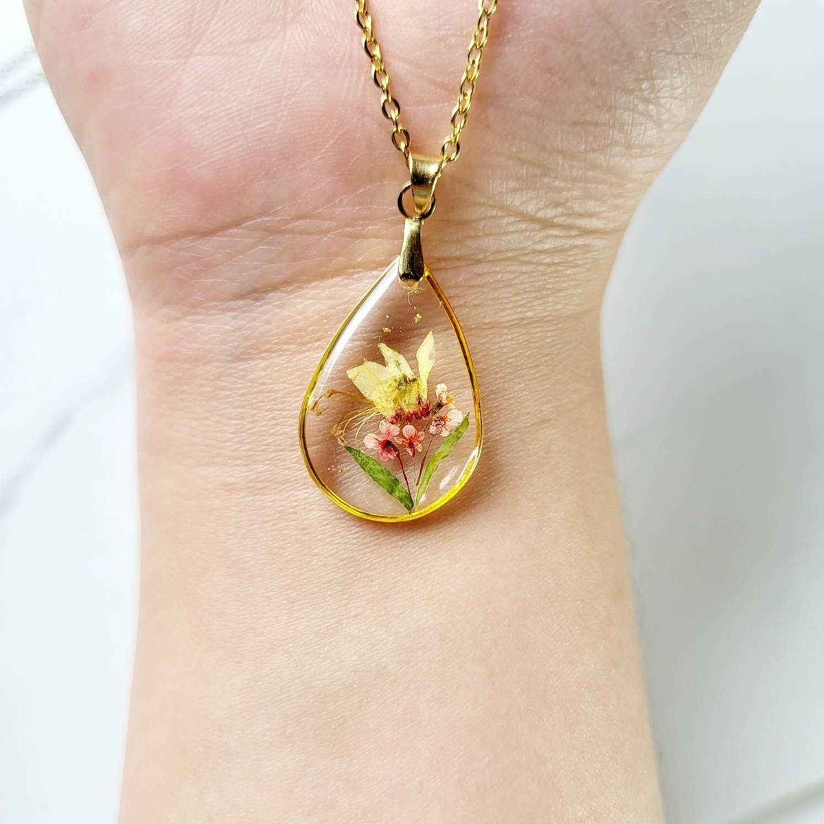 June birth flower necklace - Honeysuckle