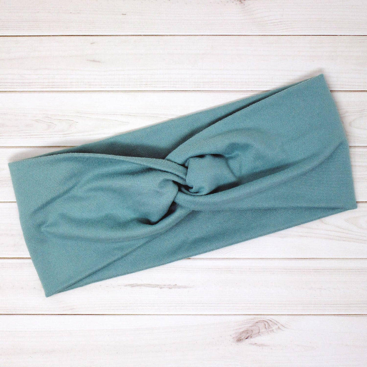Dull Sea Green Solid Comfy Wide Knit Twist Headbands