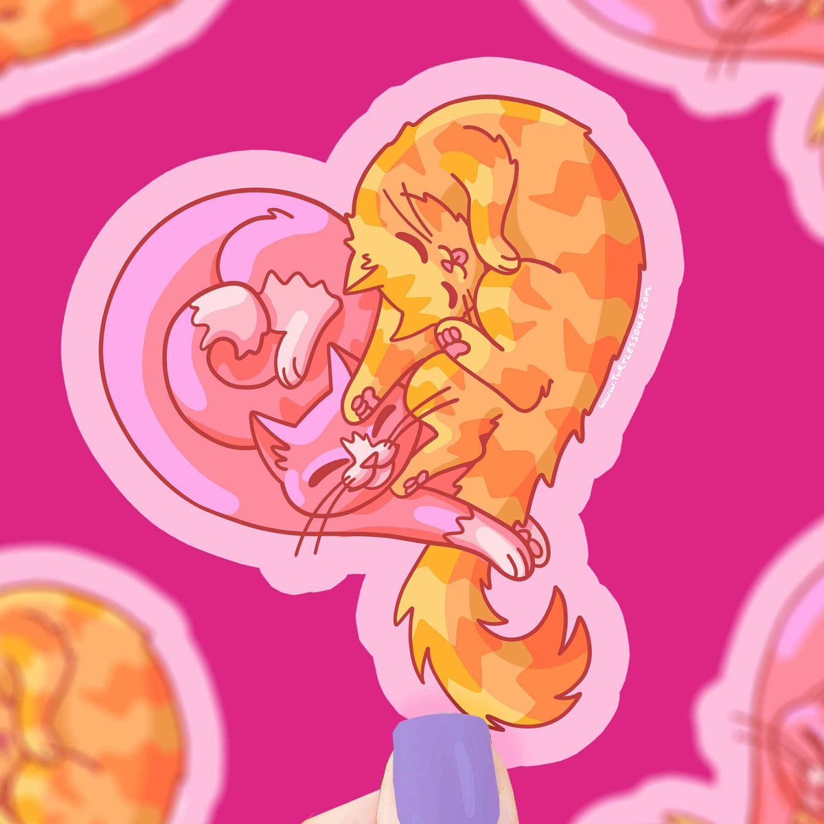 Cat and Kitty Lover Cute Heart Shaped Vinyl Sticker