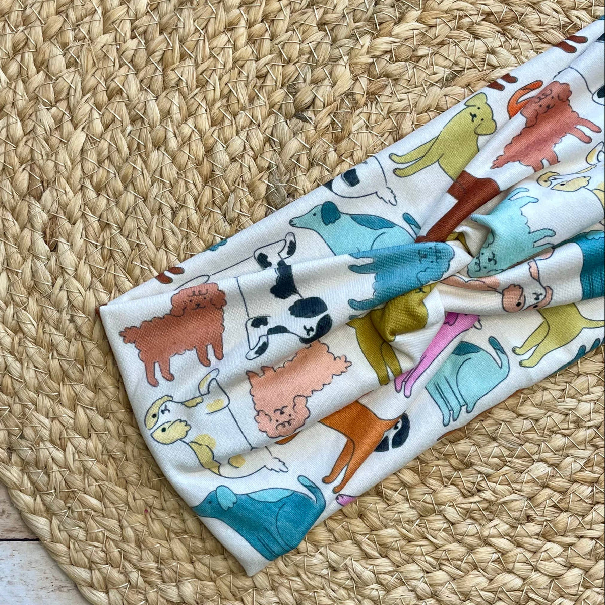 Colorful Dogs Knit Twist Headband