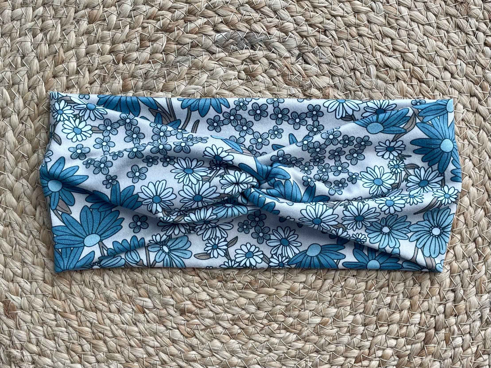 Tan Boho Wildflowers Knit Twist Headband