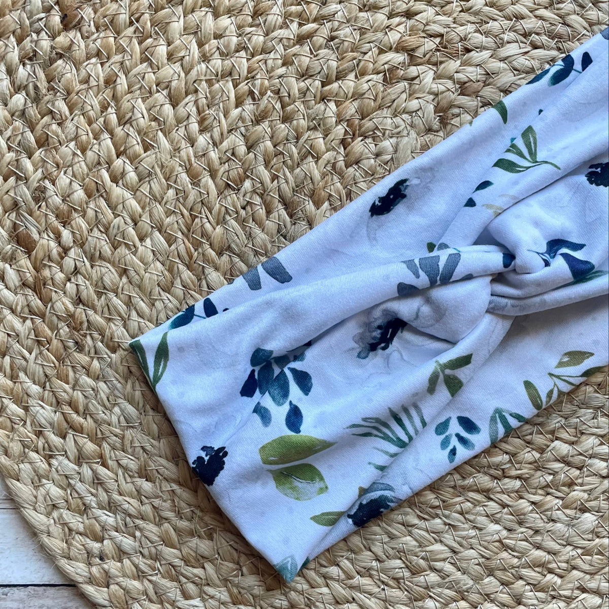 White Floral Knit Twist Headband