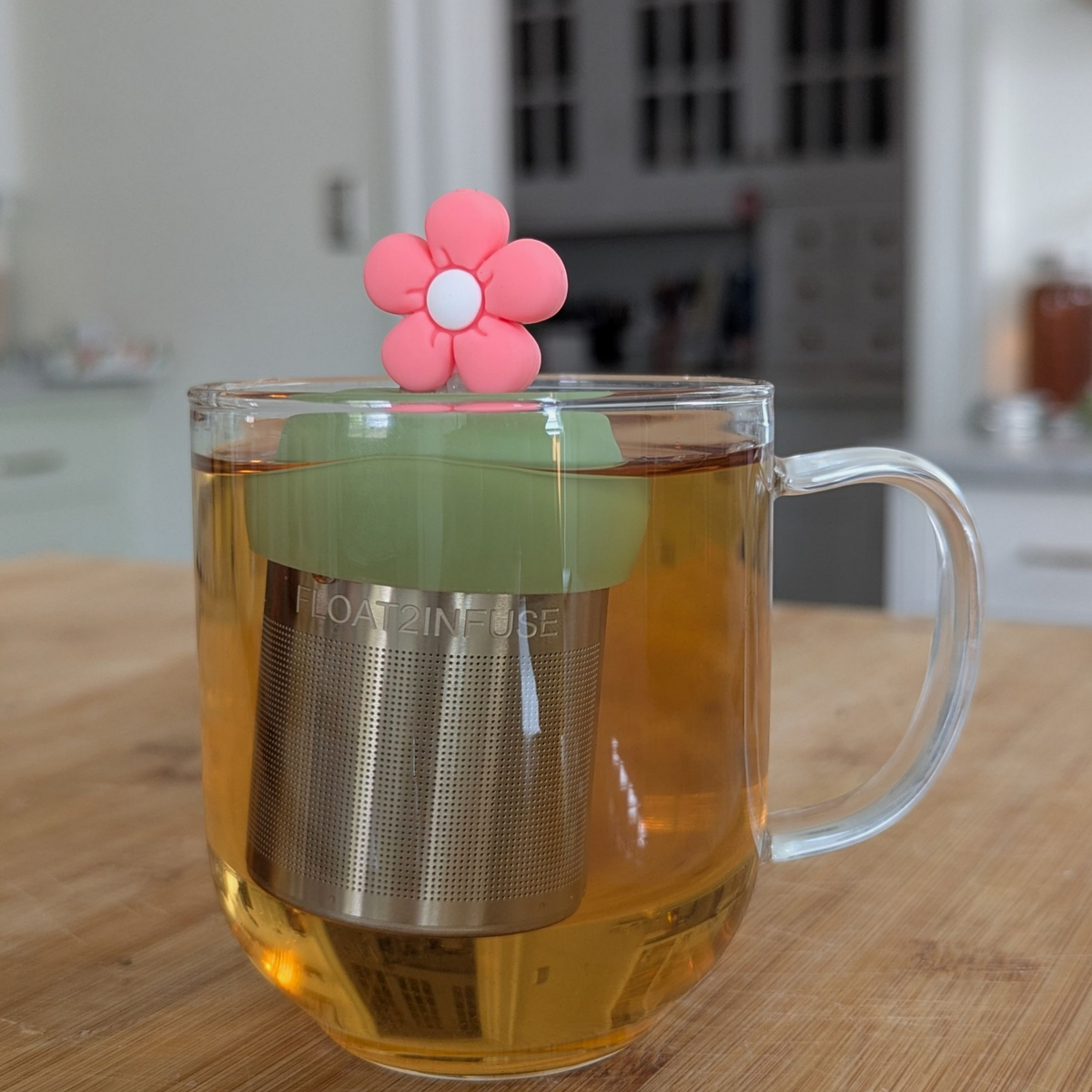 Coral Pink Daisy Floating Tea Steeper
