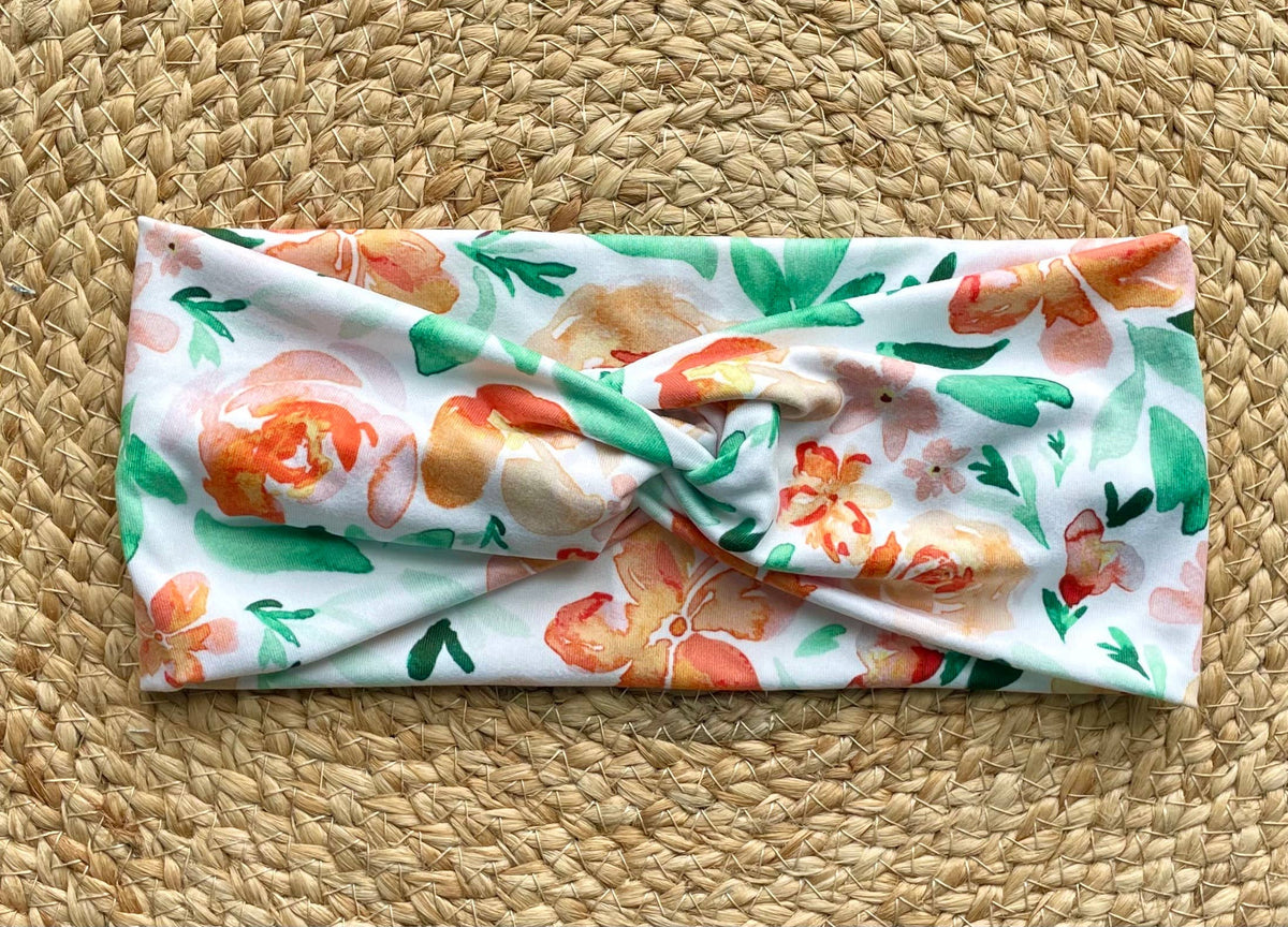 Summer Blossoms Knit Twist Headband