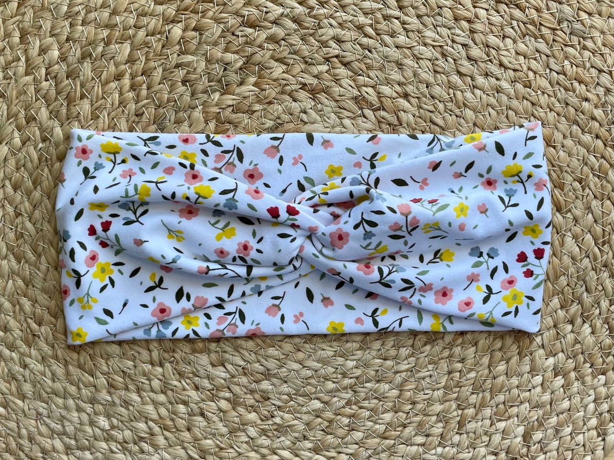 White Mini Floral Twist Headband
