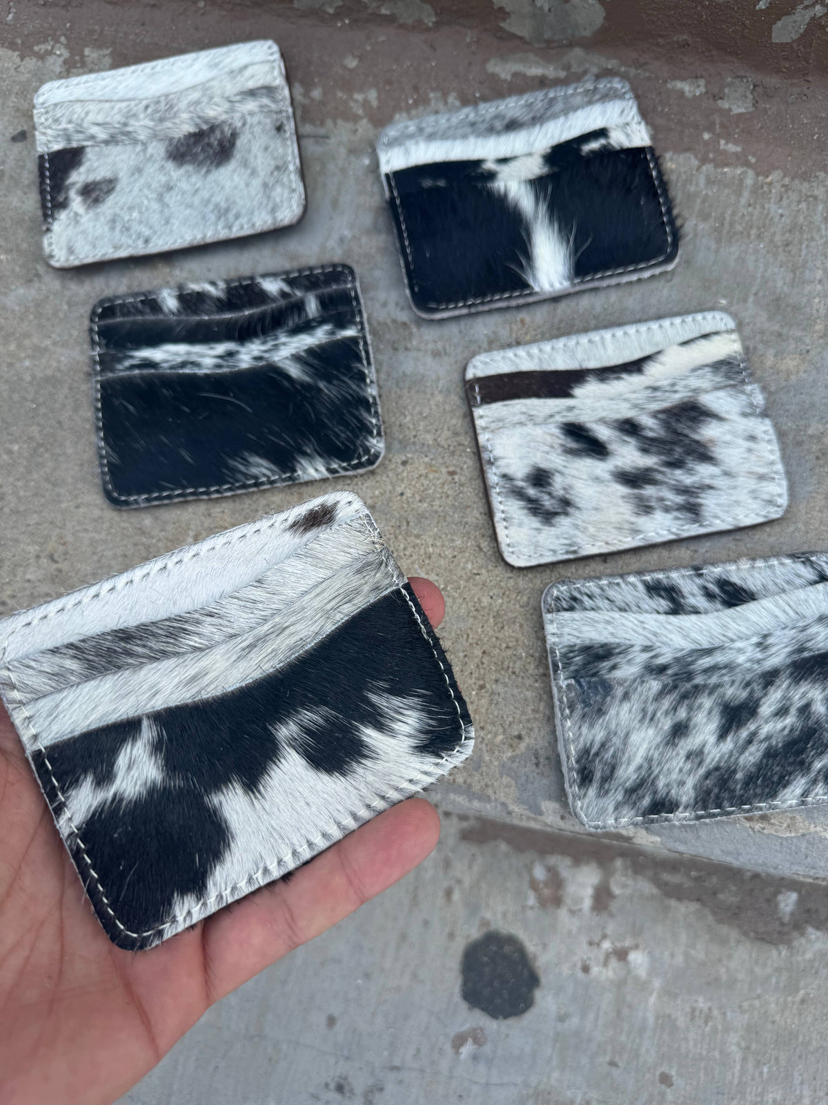 Black &amp; white Cowhide Credit Card Wallet