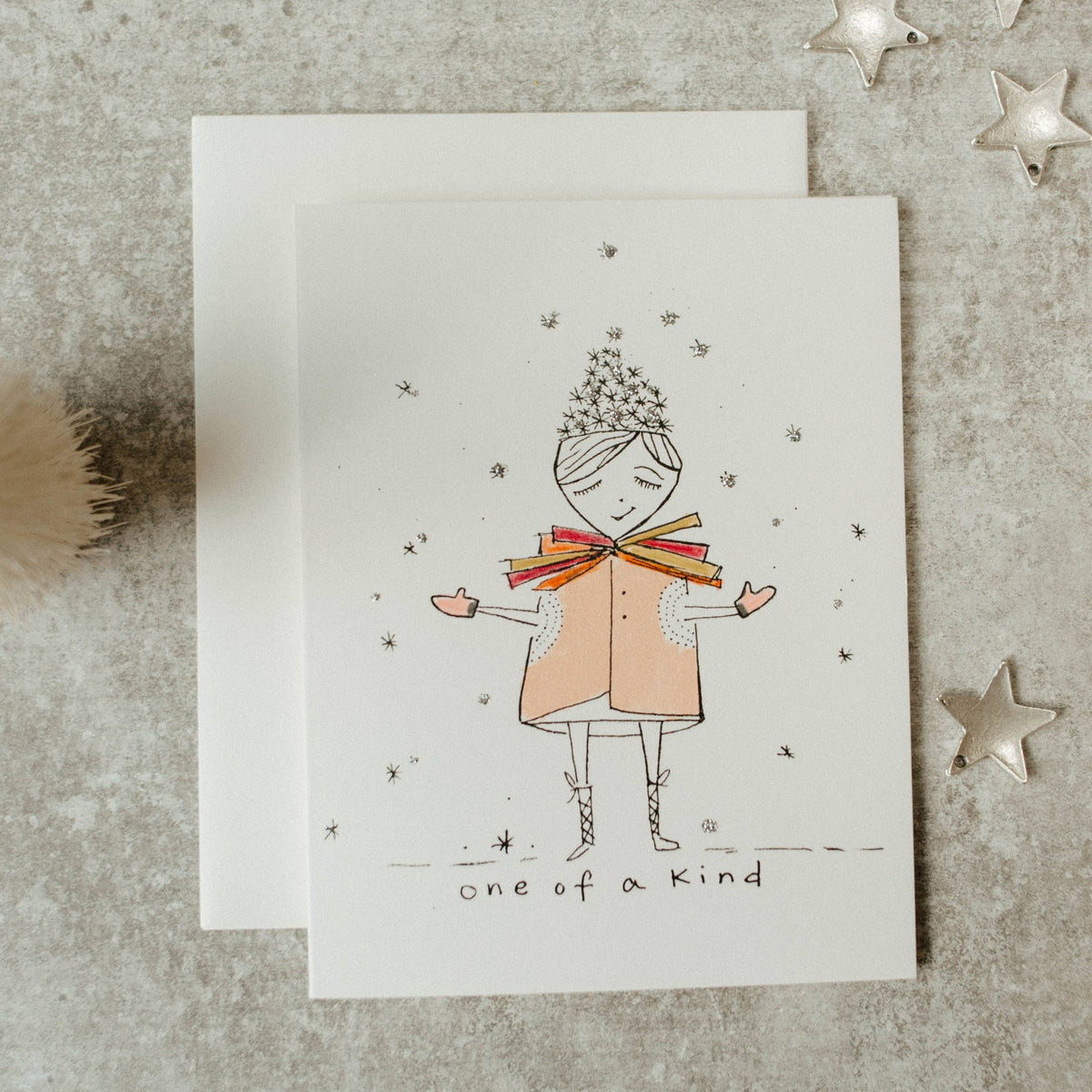 One of Kind Lady Greeting Card | Glitter Snow