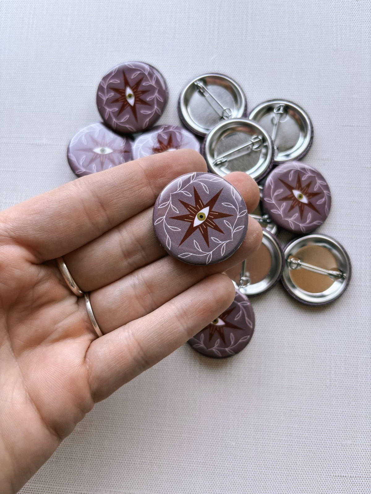 Button Pin: Evil Eye - Assorted Colors, 1.25"