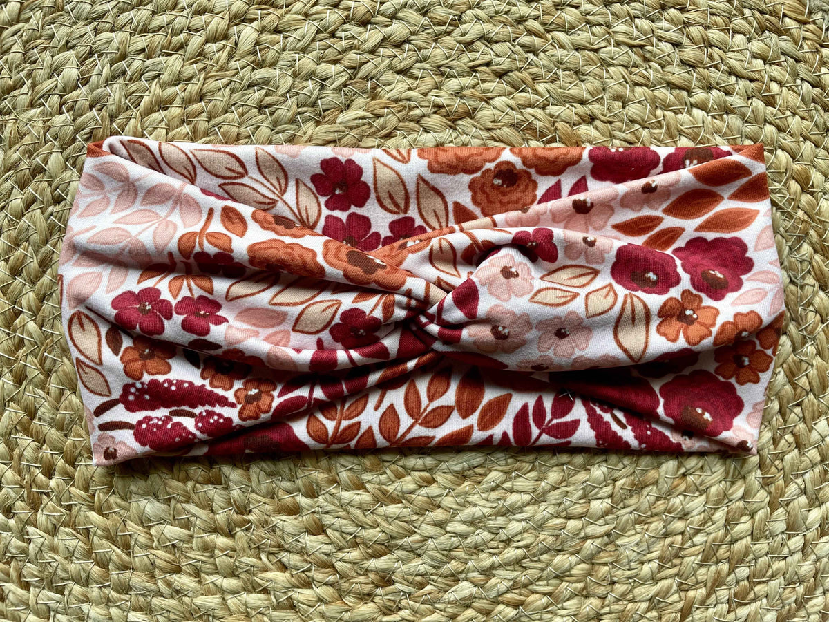 Blush Dried Floral Knit Twist Headband