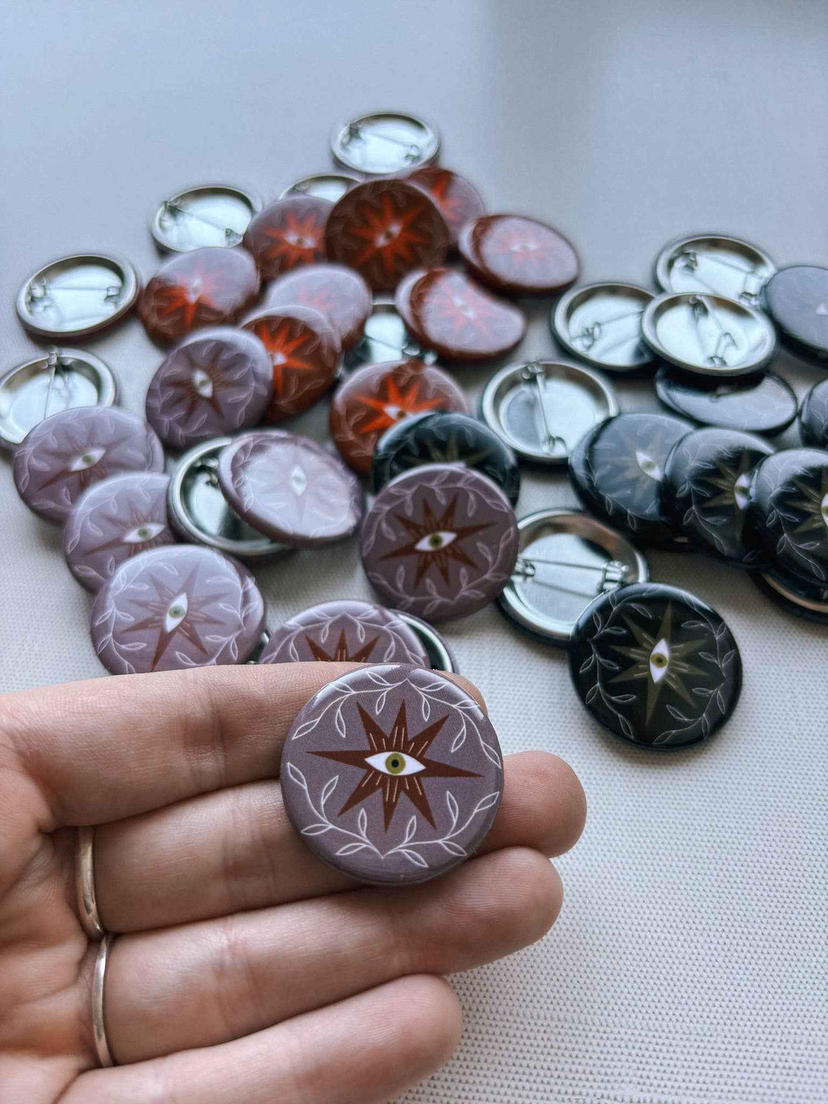 Button Pin: Evil Eye - Assorted Colors, 1.25"