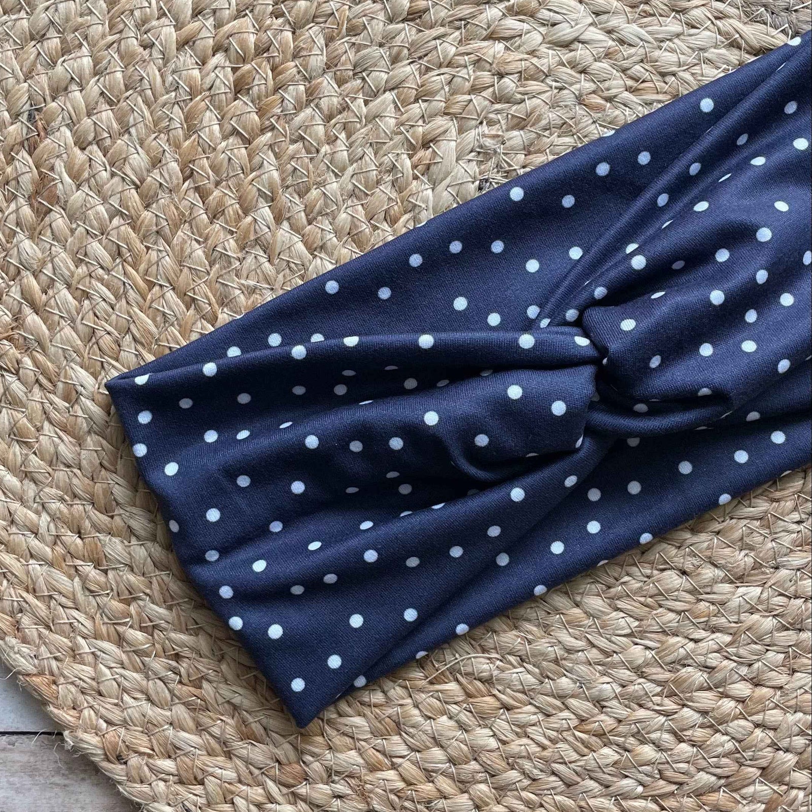 Dark Purple Dot Knit Twist Headband