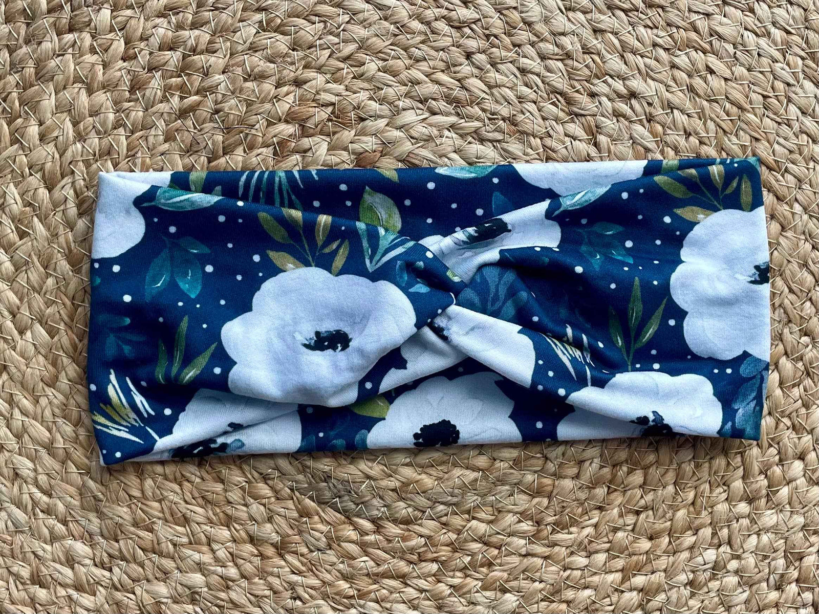 Avaleigh Navy Floral Knit Twist Headband