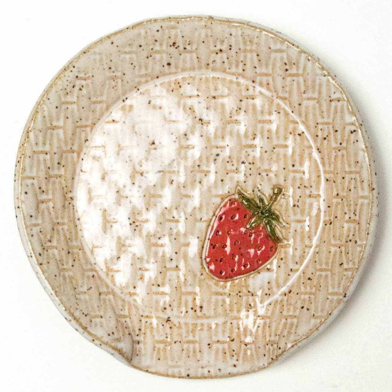 Ceramic Spoon Rest - Strawberry Pattern Handmade in Ohio