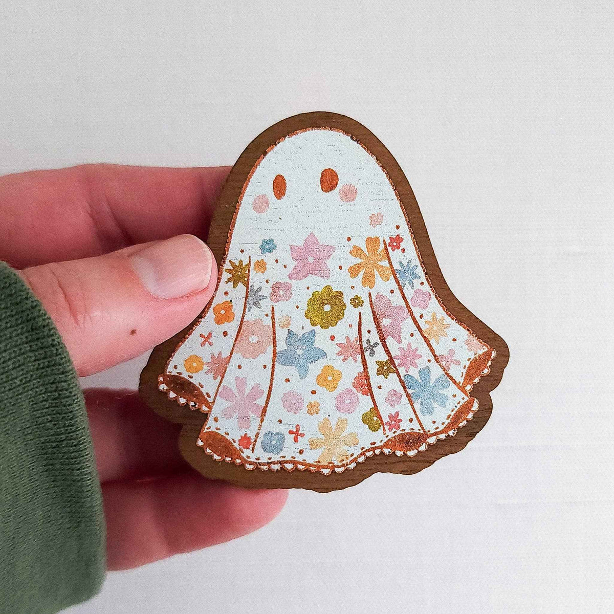 Floral ghost refrigerator magnet