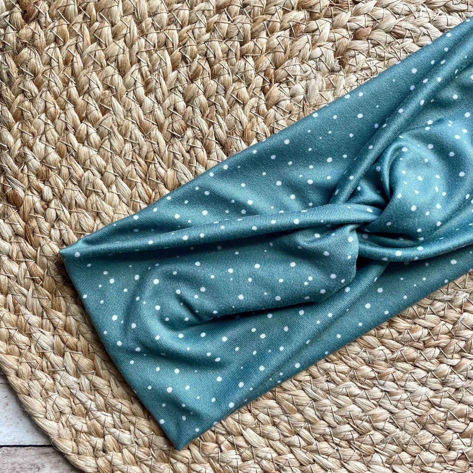 Teal Dot Knit Twist Headband