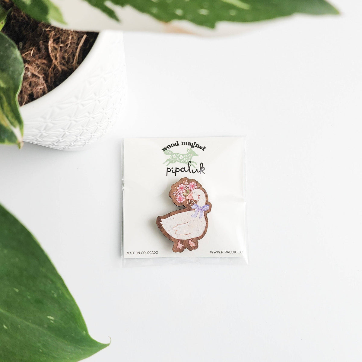 Goose blooms refrigerator magnet