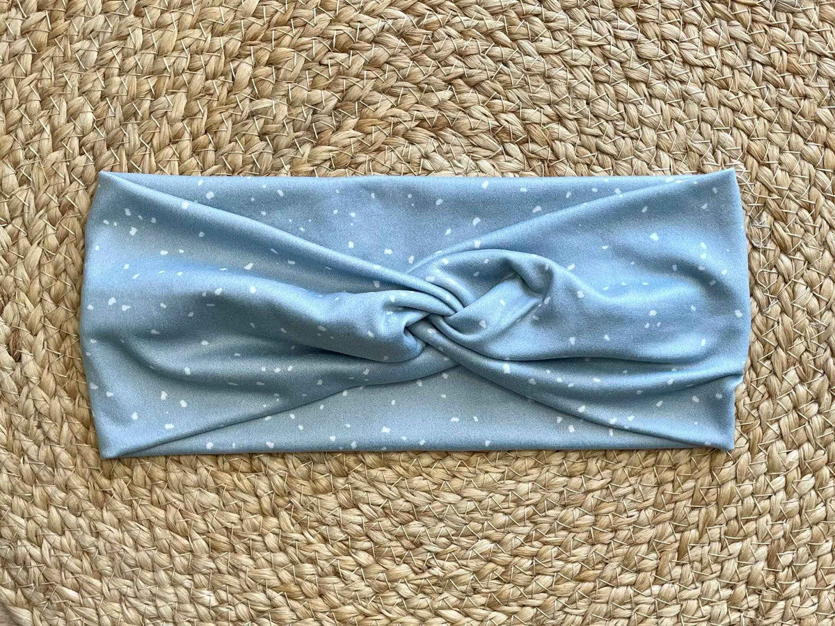 Speckled Blue Knit Twist Headband