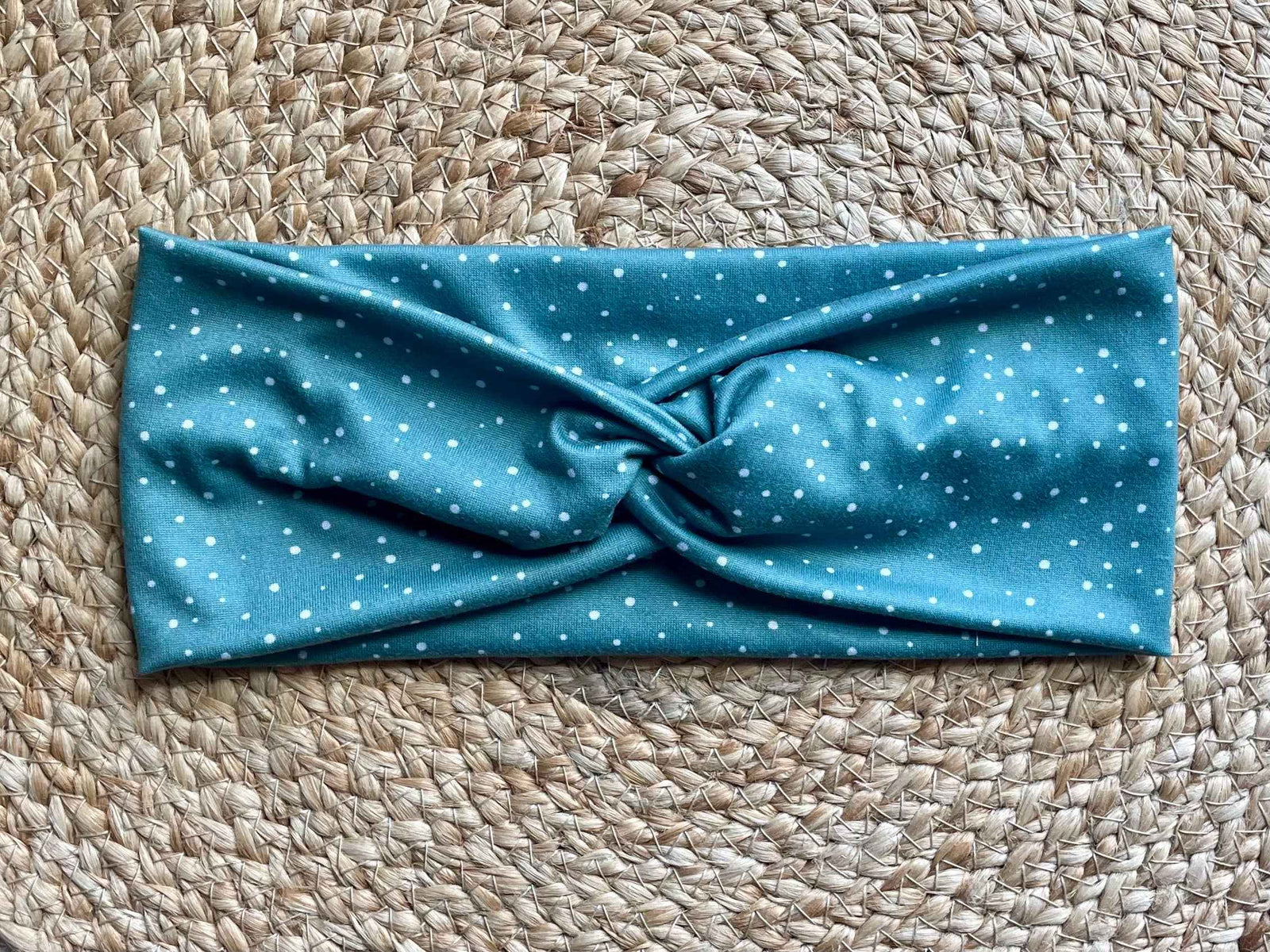 Teal Dot Knit Twist Headband