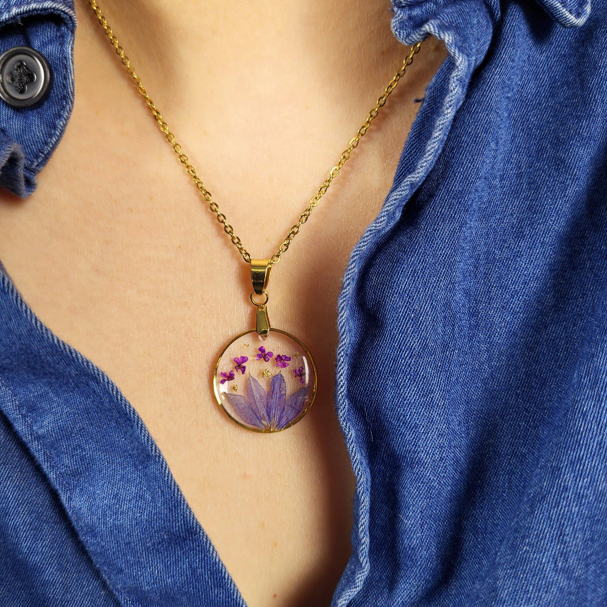 Water Lily July Birth Flower | Pressed Flower Pendant