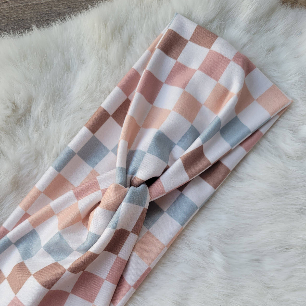 Winter Pastel Checkered Headband