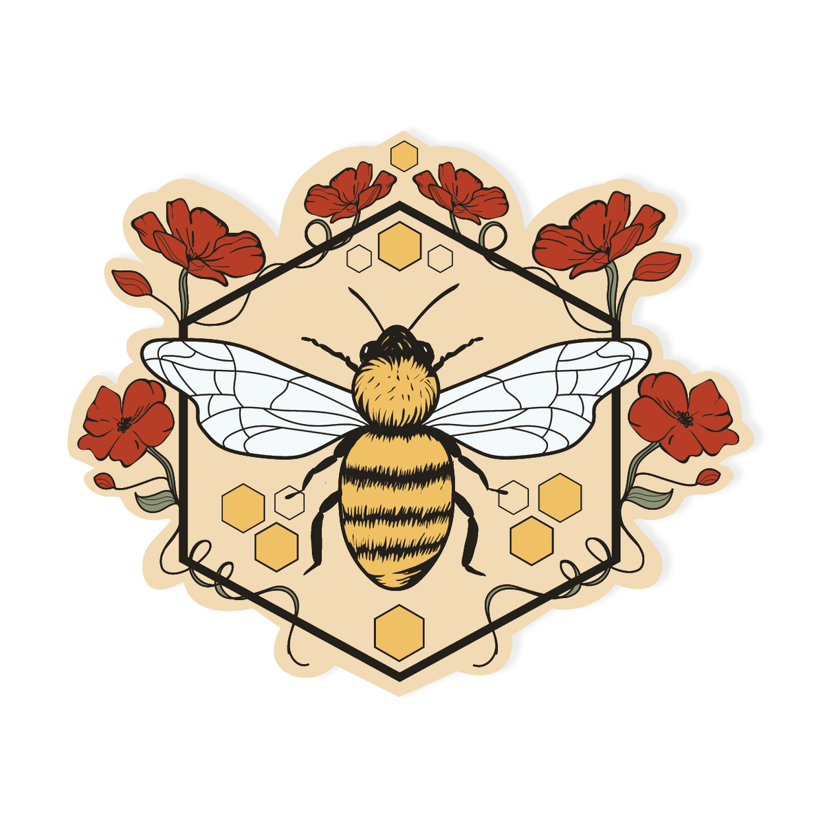 Floral Bee - Vinyl Sticker