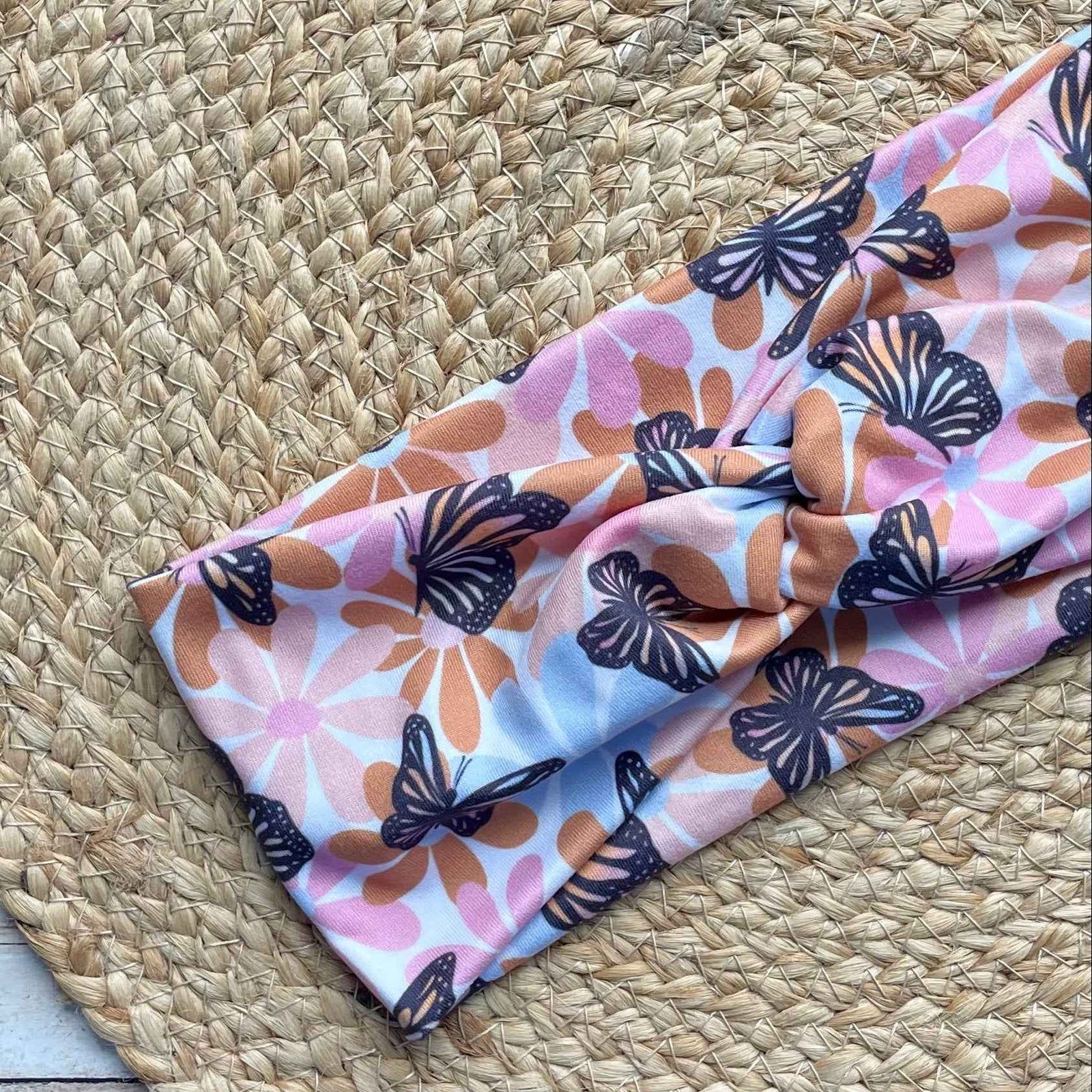 Colorful Butterflies Knit Twist Headband