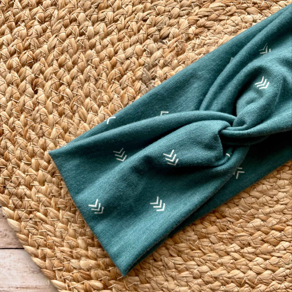 Teal Chevron Knit Twist Headband