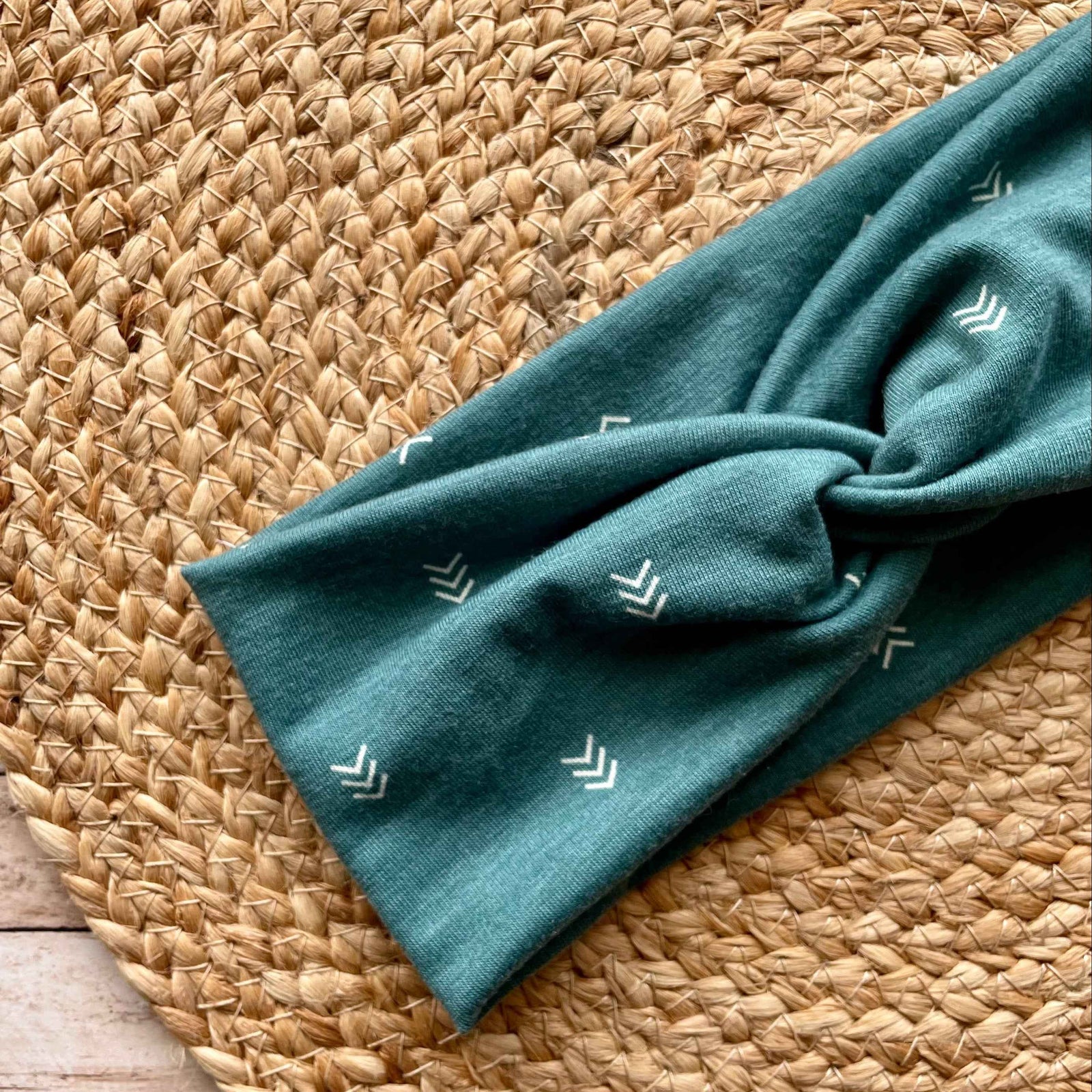 Teal Chevron Knit Twist Headband