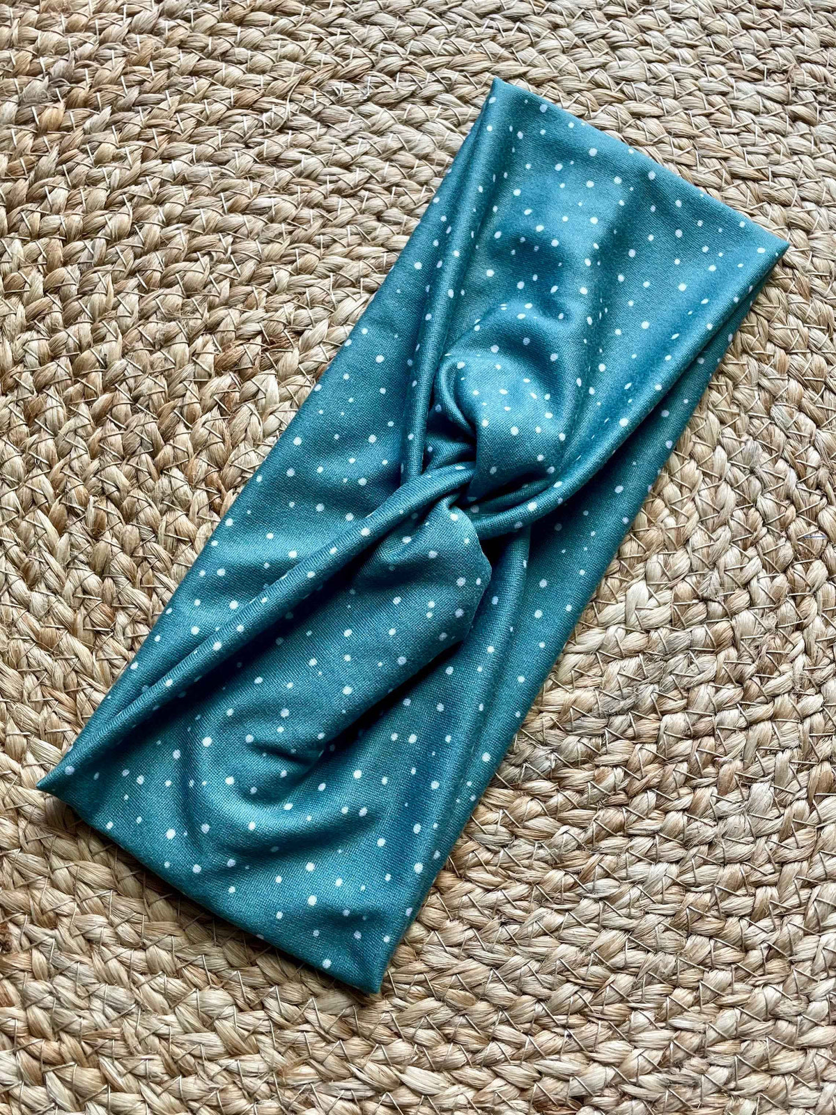 Teal Dot Knit Twist Headband