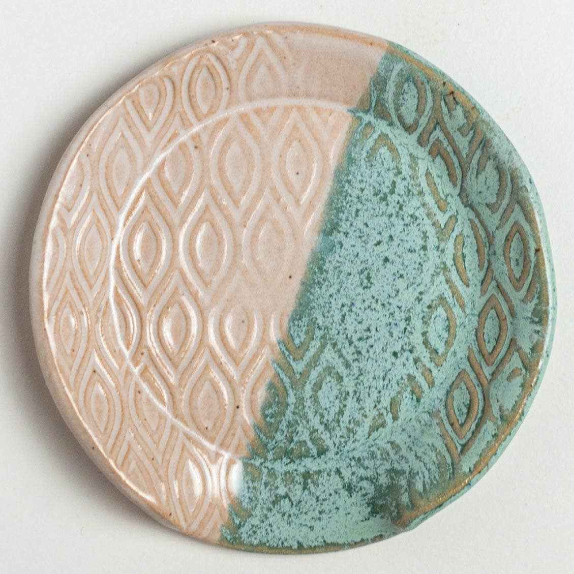 Turquoise and White Ceramic Spoon