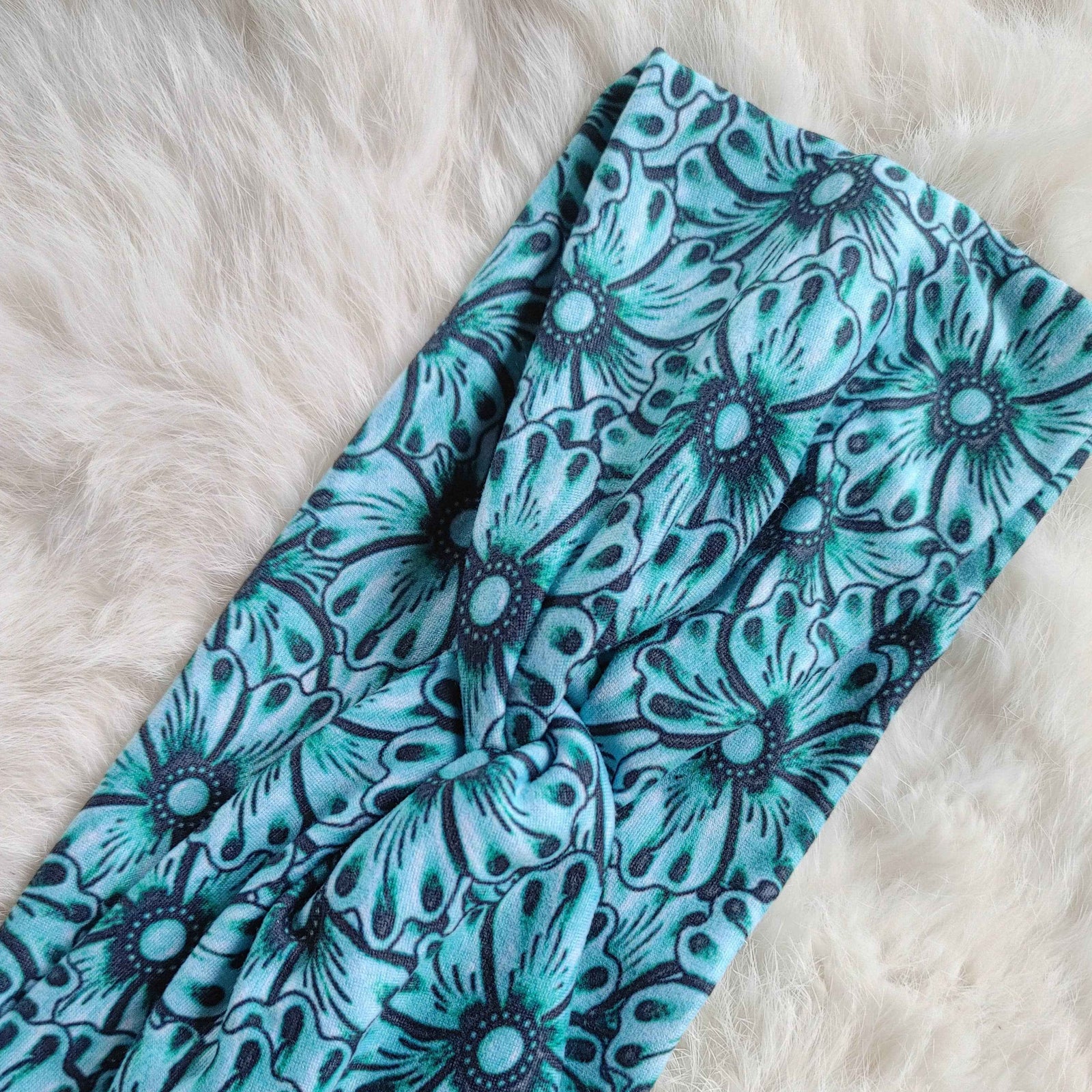 Turquoise Flowers Headband