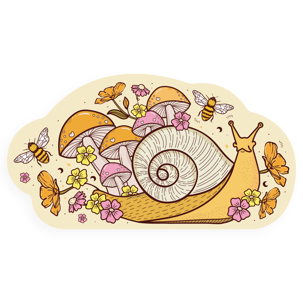 Whimsical Floral Snail - Vinyl Sticker