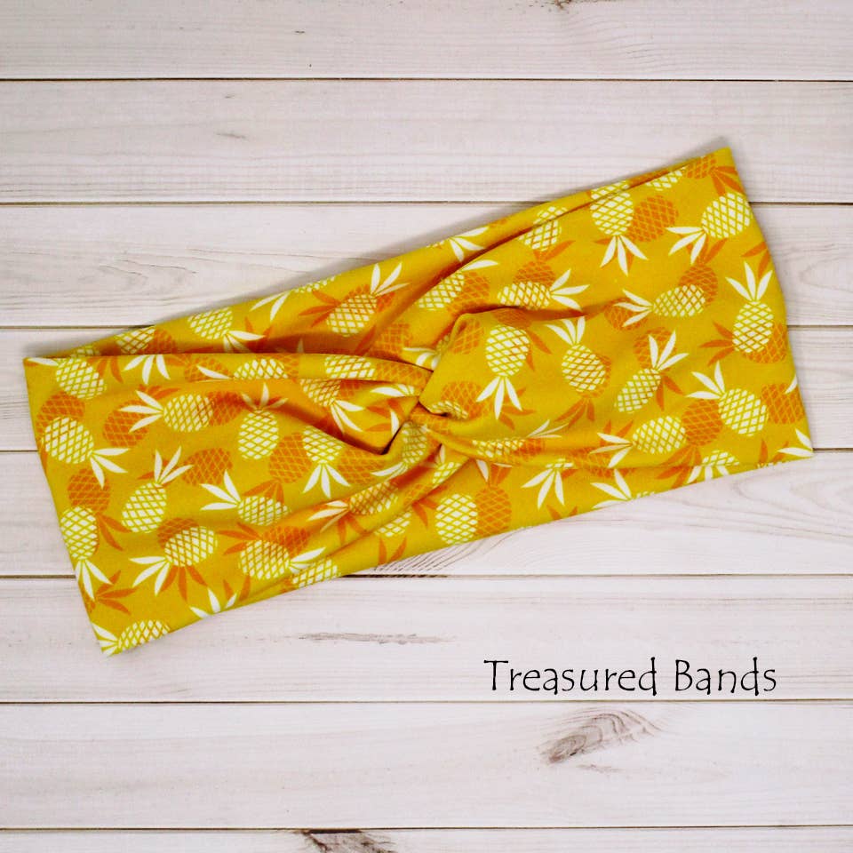 Pineapple Yellow Print Knit Twist Hair Headband