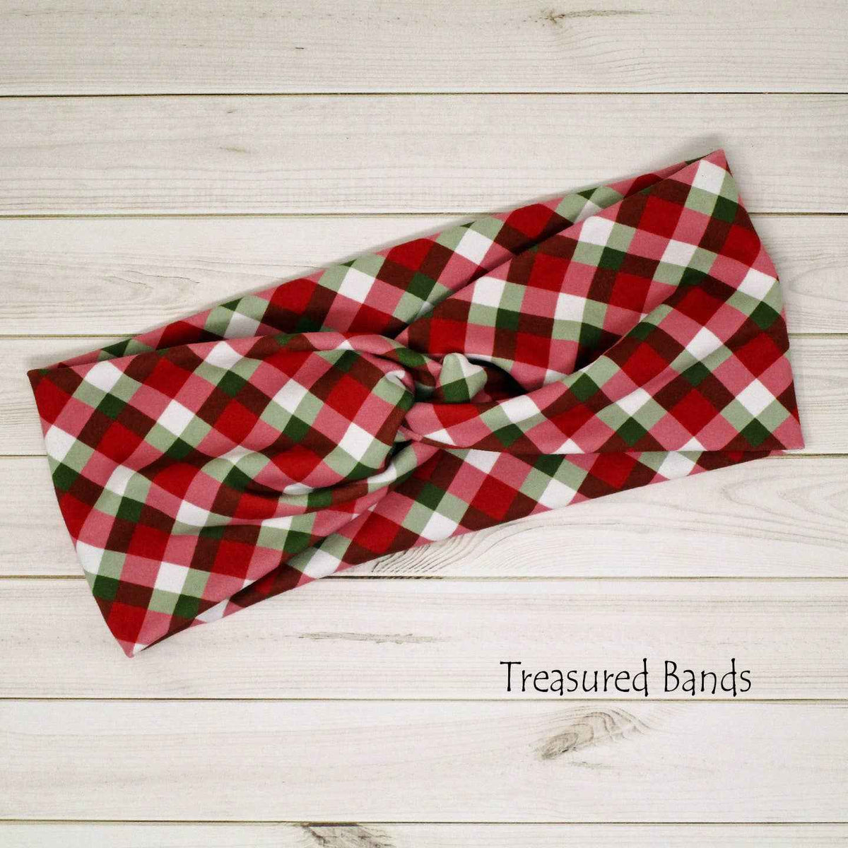 Festive Holiday Christmas Check Comfy Knit Twist Headband