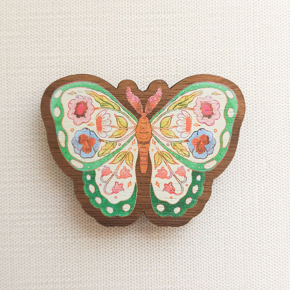 Floral butterfly refrigerator magnet