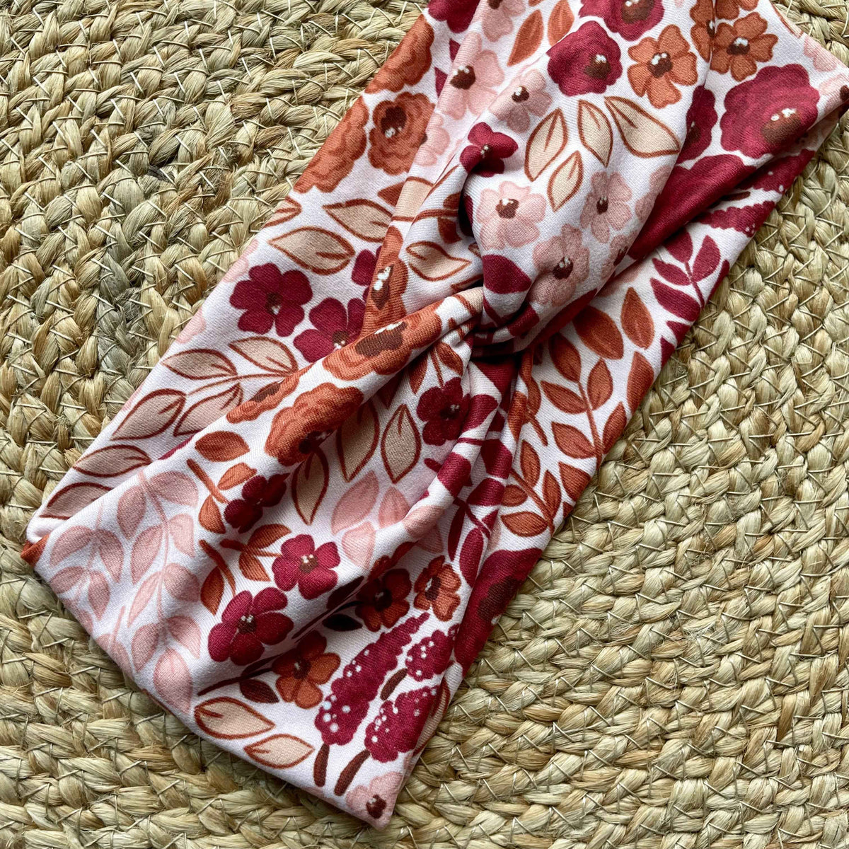 Blush Dried Floral Knit Twist Headband