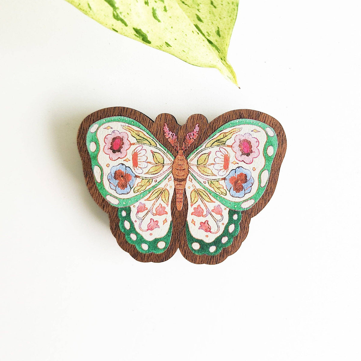 Floral butterfly refrigerator magnet