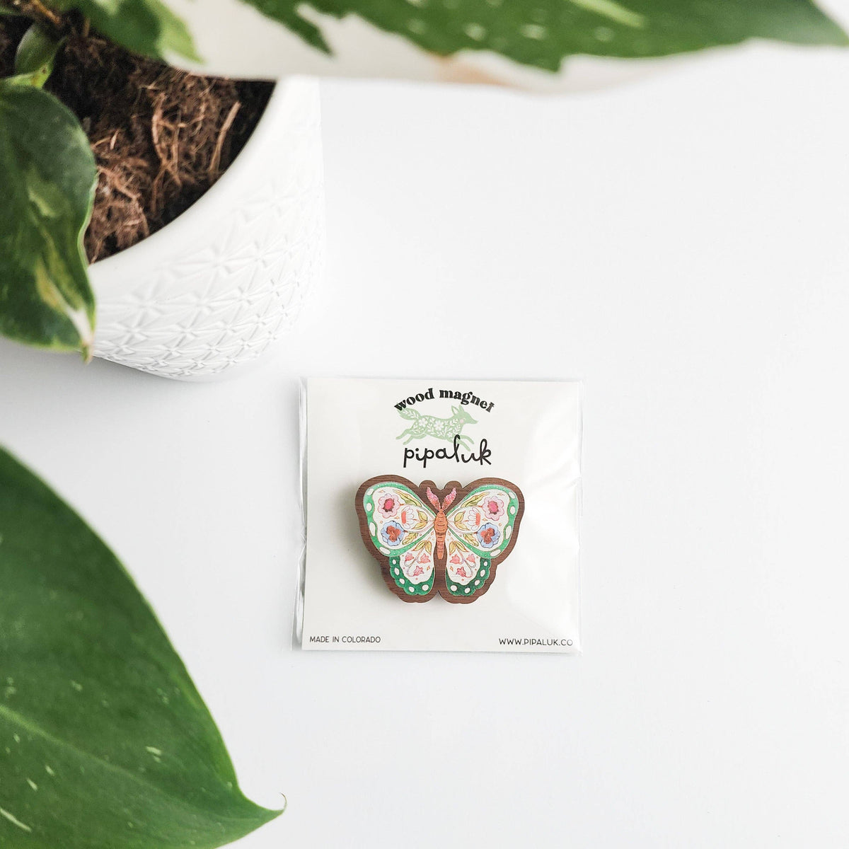 Floral butterfly refrigerator magnet