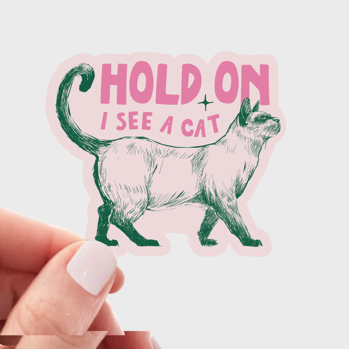 Hold On I See a Cat Vinyl Sticker
