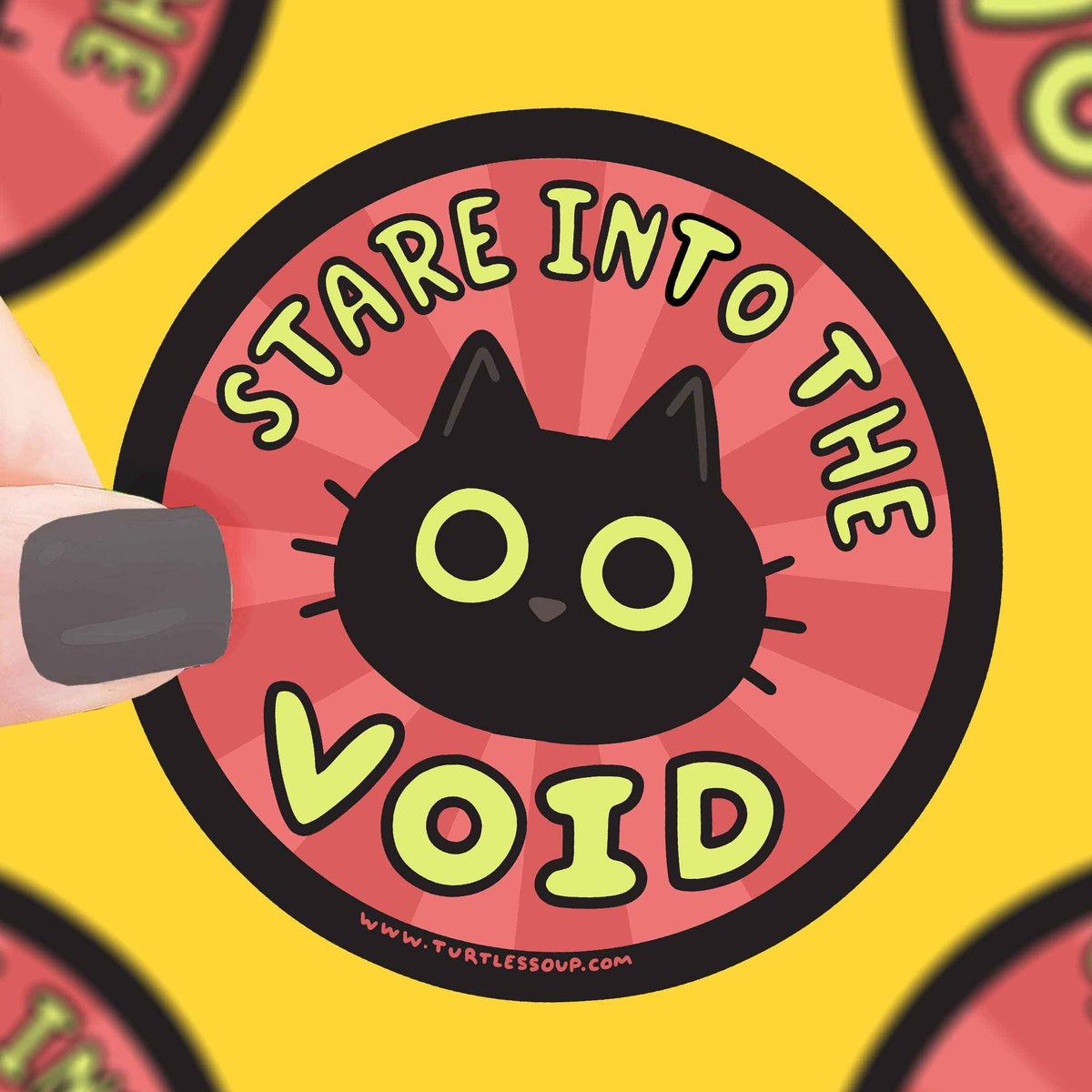 Stare Into The Void Black Cat Kitty Vinyl Sticker