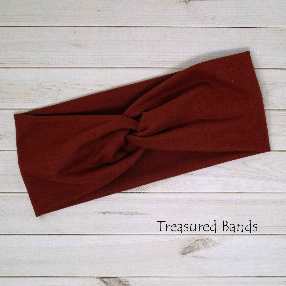 Rust Brown Solid Comfortable Wide Knit Twist Headband