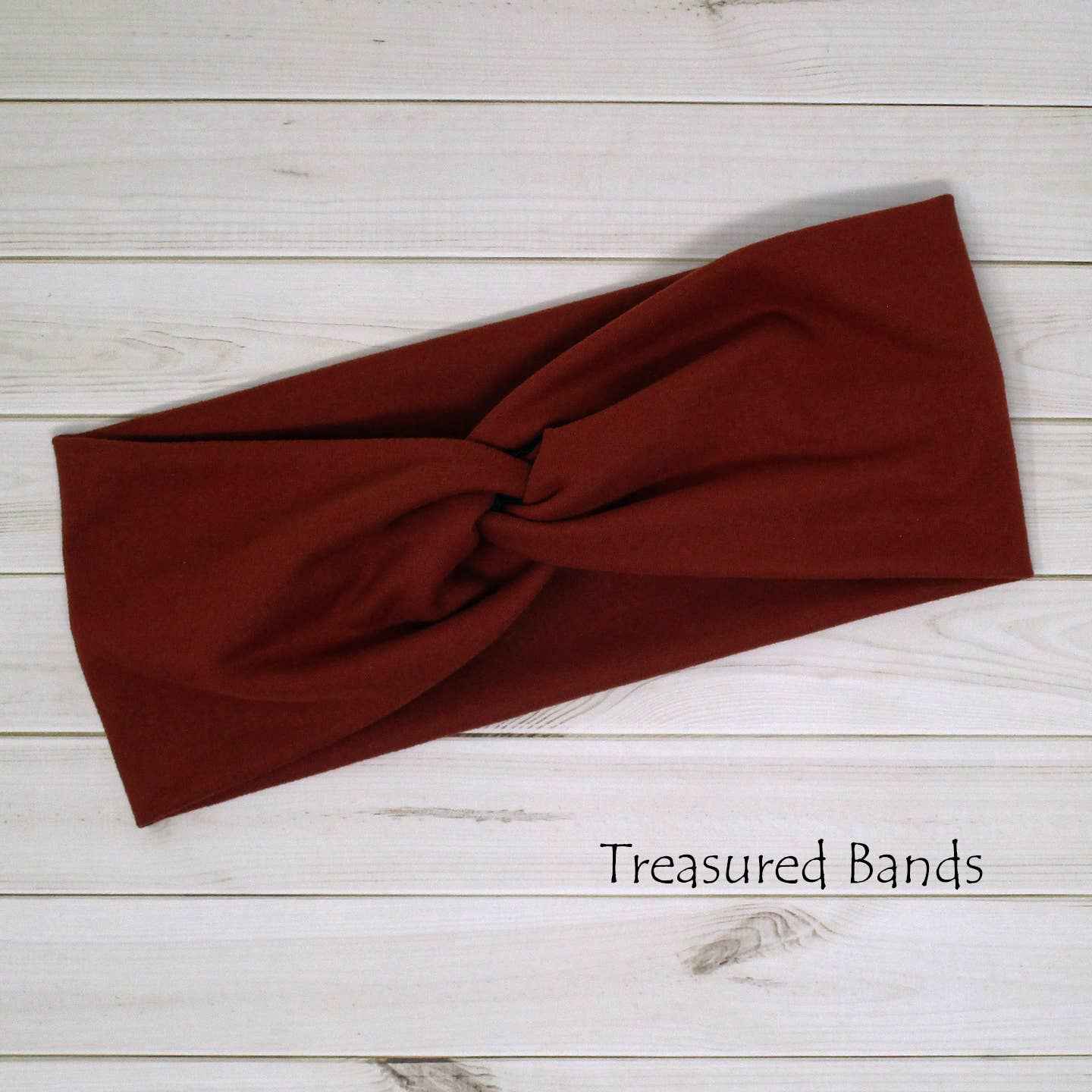 Rust Brown Solid Comfortable Wide Knit Twist Headband