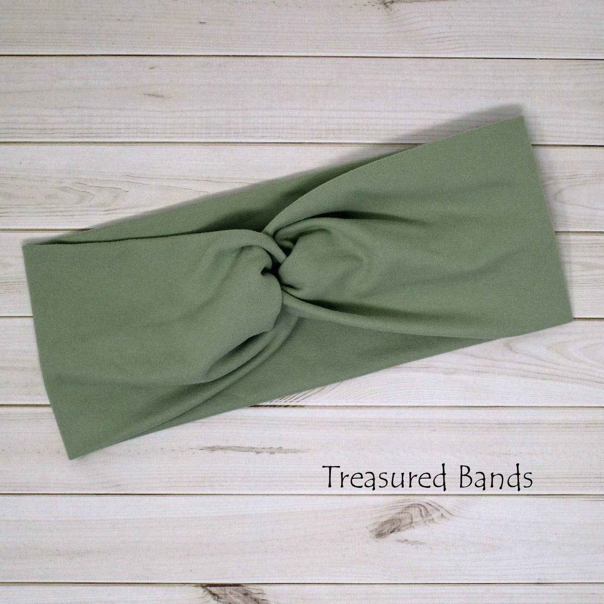 Sage Green Solid Comfortable Wide Knit Twist Headbands