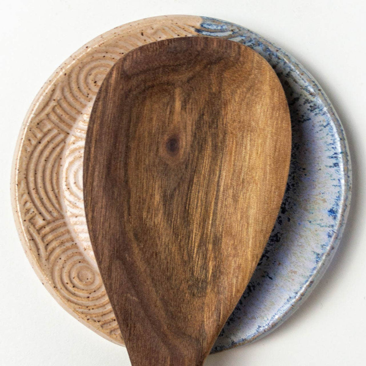 Spiral Blue and White Ceramic Kitchen Spoon Rest Handmade in Ohio