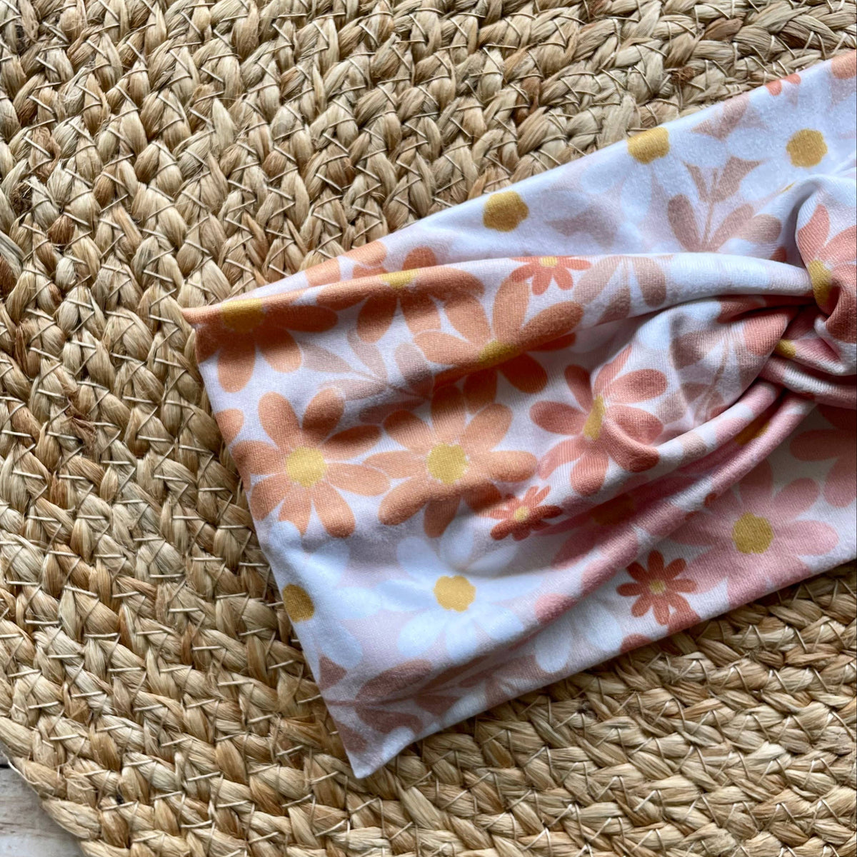 Daisy Patch Knit Twist Headband